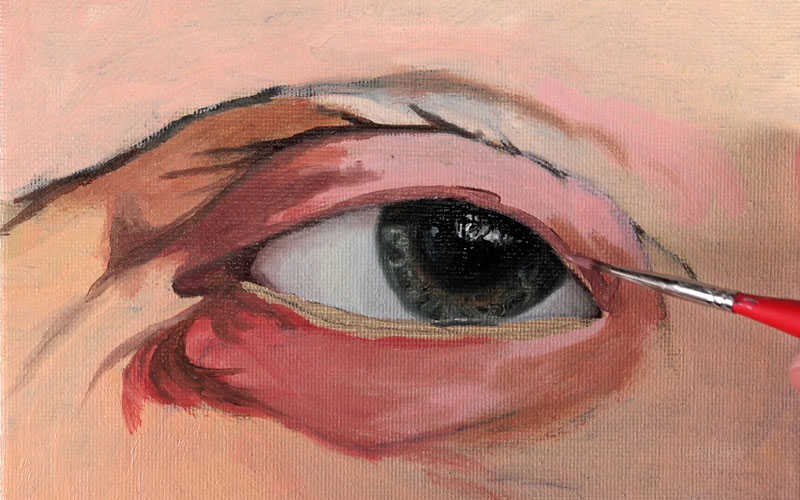 Mixing the skin tones around the eye