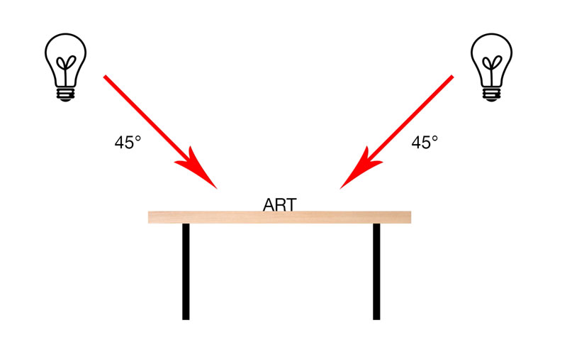 Art studio lighting flat surface from the side