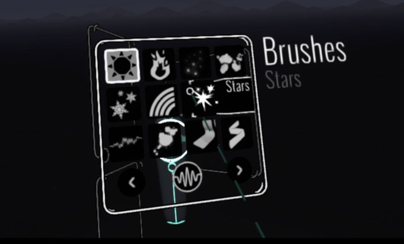 Brush Palette in Google Tilt Brush