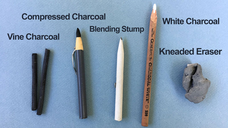 Charcoal drawing materials