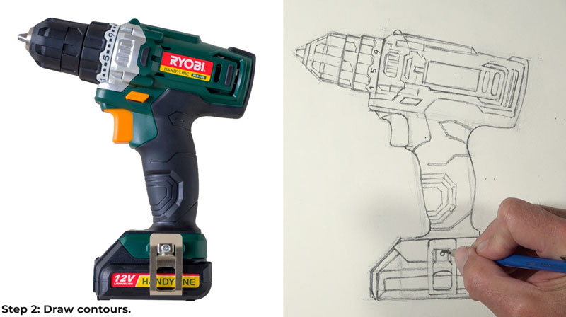 Draw the contours of the drill