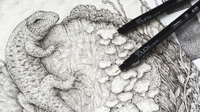 How to Draw a Lizard with Pen and Ink