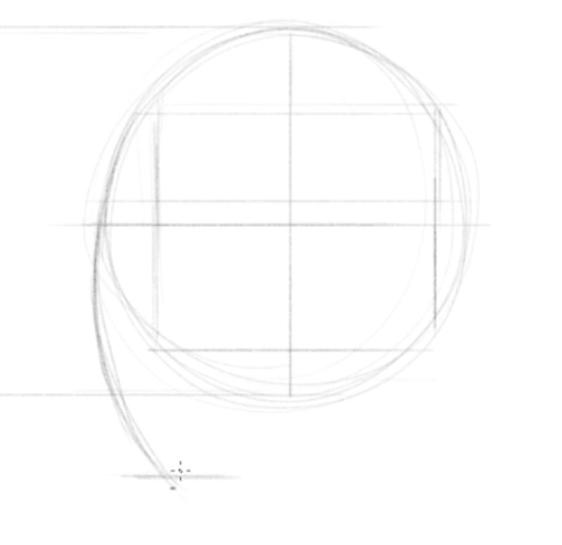 How to draw a person's face side view - step - 2 - Draw a line from the top of the head to the bottom of the chin