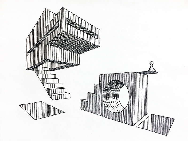 Perspective drawing with line frequency