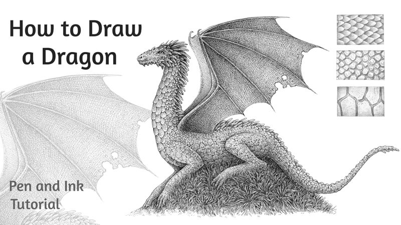 How to draw a dragon with pen and ink